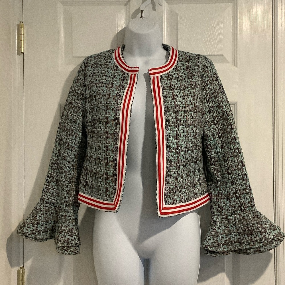 PAOLA POGGI Made In Italy Maximalist Multicolor Tweed Eclectic Coat Jacket 34